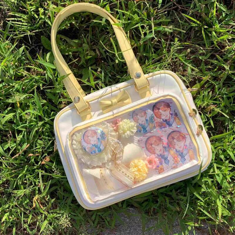 Y2K Cute Bow Ita Girl Transparent Messenger Women Fashion Shoulder Crossbody Ladys DIY Badge Tote Bag Lolita Handbag ddmynov