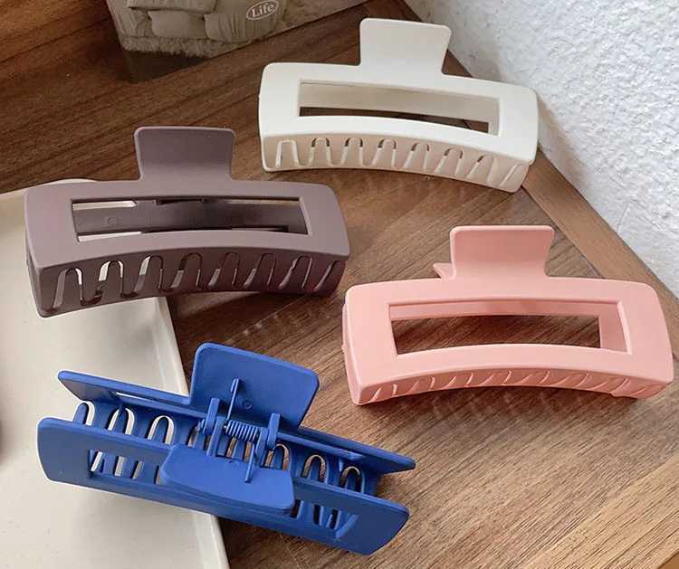13cm Large Matte Square Hair Crab Hair Clip Korean Elegant Solid Color Hair Claws Women Barrettes Ponytail Clip Large Shark Clip Y250707