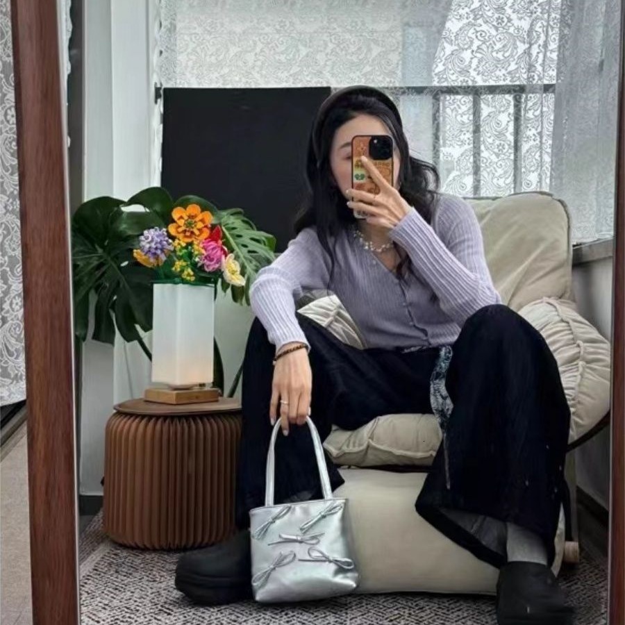 designer 2025 New Simple Fashion Women's Korean Style Niche Casual Bowknot Small Square Bag High-Quality Texture Underarm Bag