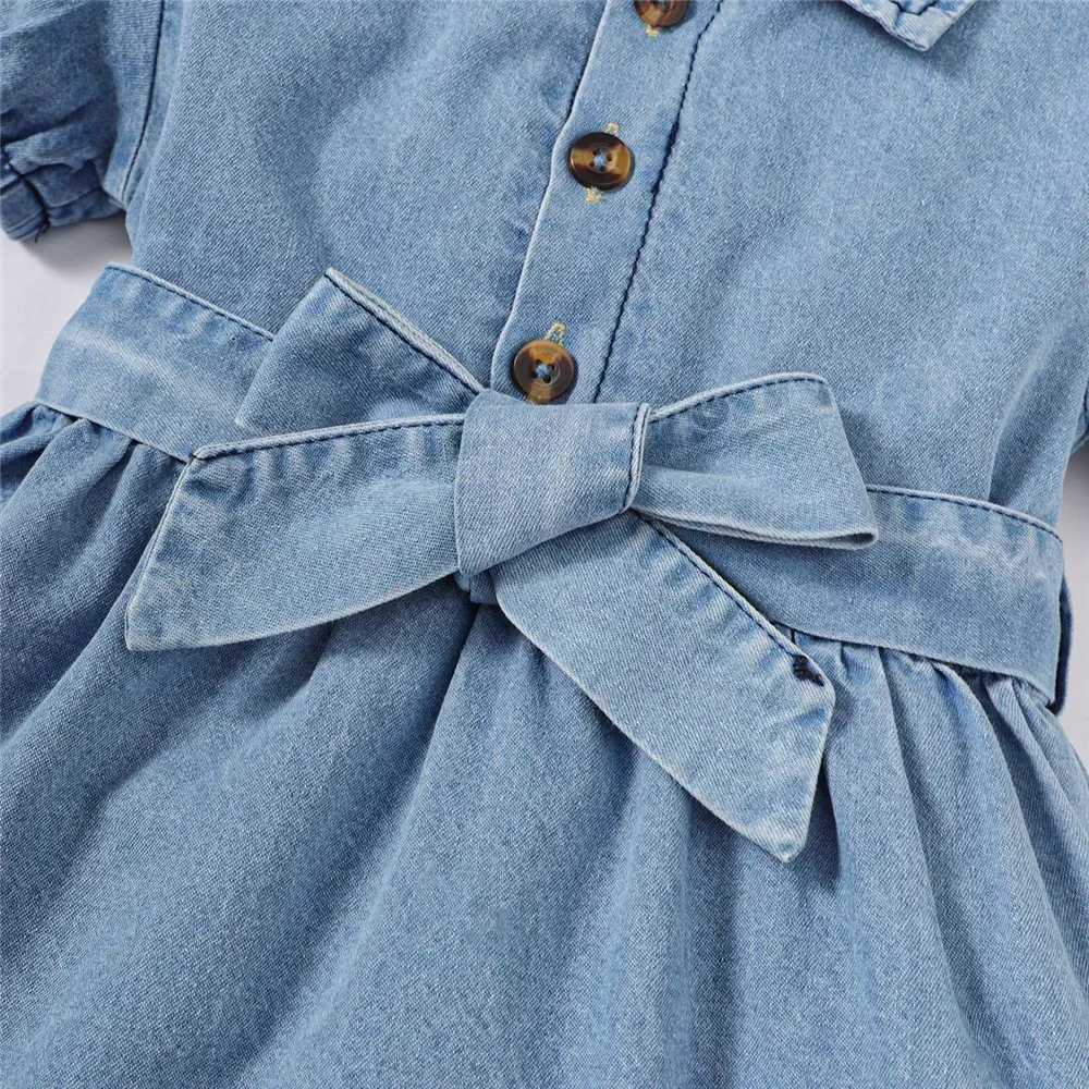 1-3 Years Summer Toddler Baby Girl Fashion Dress Bubble Sleeve Lapel Jeans Casual Dresses Birthday Party Costumes for Kid Girls R250707
