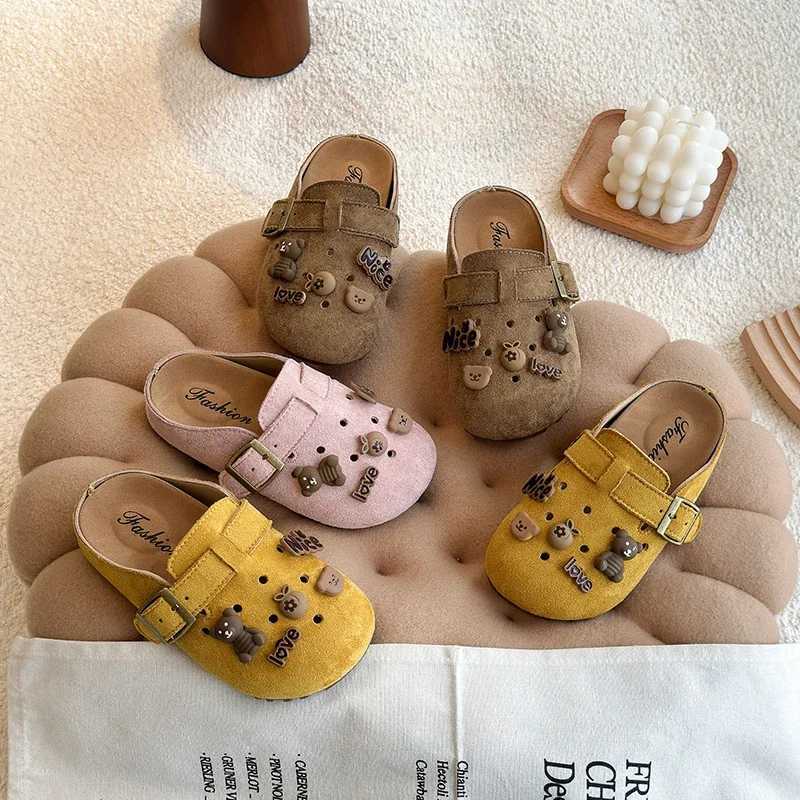 2025 Children Mules for Girls Spring Autumn New Fashion Korean Style Soft Bottom Non-slip Versatile Cut-outs Sweet Casual Shoes R250707