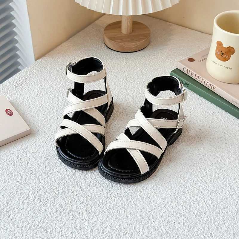 Girls Sandals Silver Beige Narrow Band Ankle-high Trendy Kids Summer Sliders Minimalist Daily-wear Open Toe Children Shoes R250707