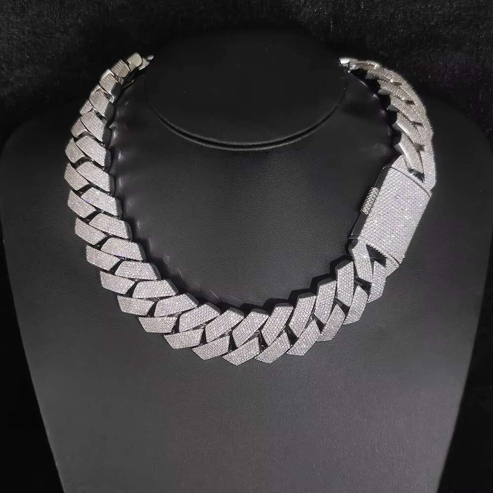 Diamond Miami Cuban Link Chain 6mm-20mm Width Hip Hop Jewelry Silver 925 White/Yellow/Rose Gold Moissanite Cuban Link Chain