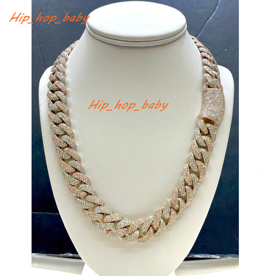 Most Affordable 16MM Round Moissanite Diamond 3 Row Iced Out Miami Cuban Link Chain for Mens From India