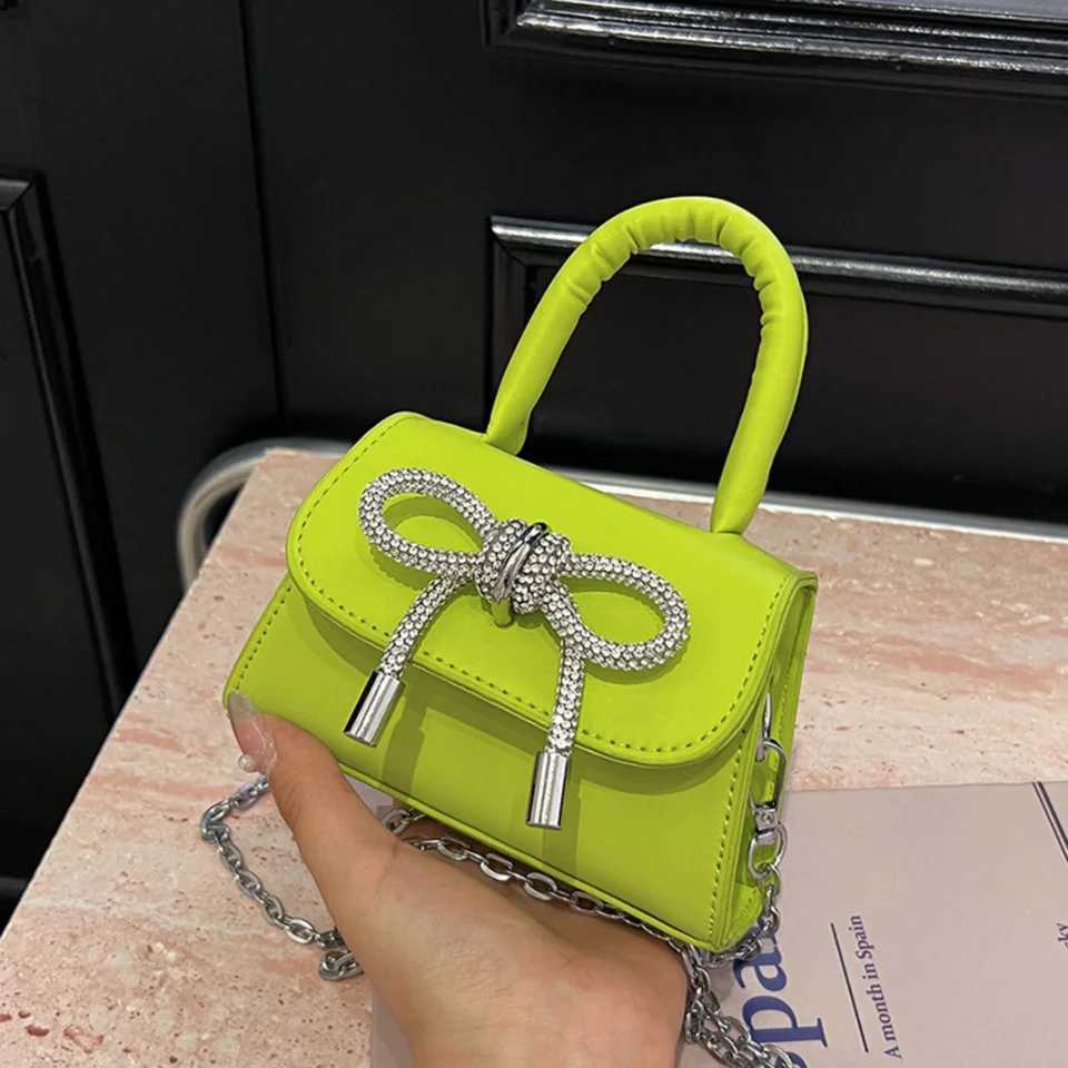 Stylish PU Womens Handbag with Chic Bowknot Design - Mini Square Bag with Chain Handle