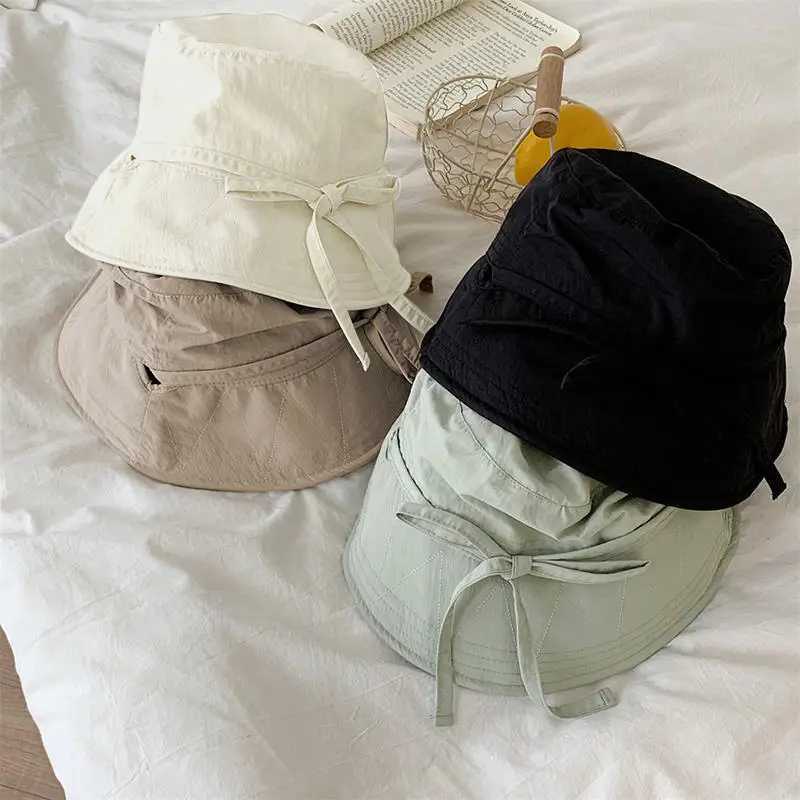 Summer Fisherman Cap for Women Korean Large-Brimmed Bucket Hat Outdoor Beach Travel Sunshade Panama Hats Y250707