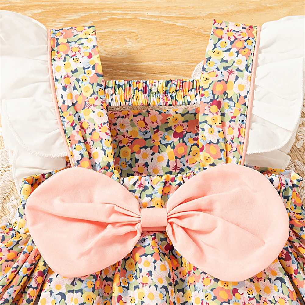 Baby Girl Clothes Summer Baby Girl Floral Full Print Big Butterfly Princess Sleeveless Dress Little Flying Sleeve Cute Dress R250707