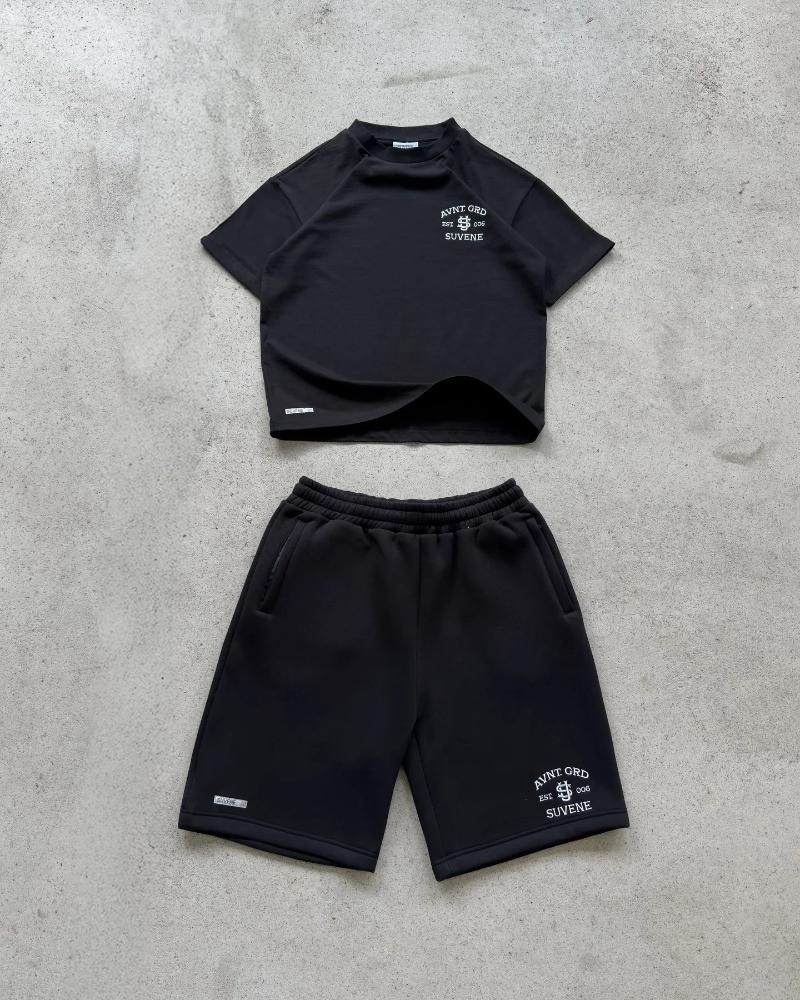 Men's Shorts SUVENE Suit Summer Casual T-shirt Tracksuit Sportswear Two Piece Set Loose Pocket Zipper Sports Short