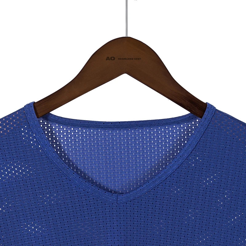 Ice mesh eye T-shirt Mens mesh breathable mesh hollow sports fitness summer quick dry loose V-neck mesh short sleeve 250617