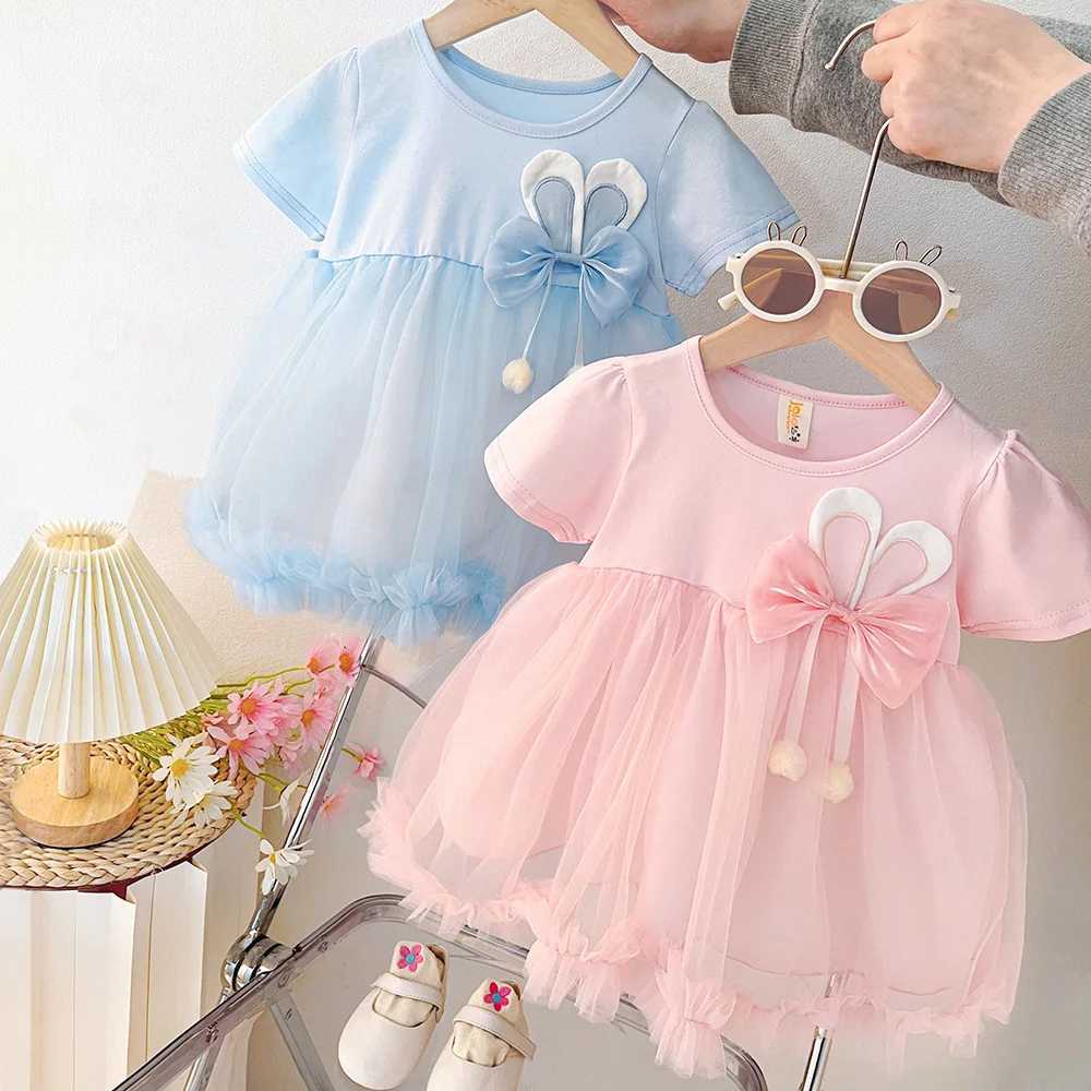 Short Sleeve Baby Dress Summer Cute Rabbit Casual Dresses Sweet and Cute Kids Clothes for 0-2 Years Baby Girl Wear R250707