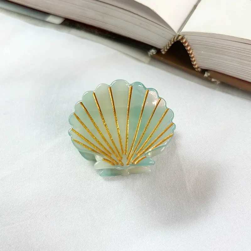 New Small Seashells Hair Claw French Style Minimal Line Design Seaside Acrylic Hair Claw Clips Hair Accessories for Women Girls Y250707