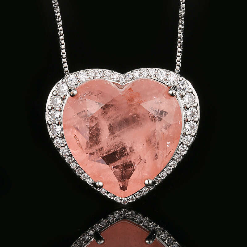 S Sier Needle Emerald Morganite Necklace And Earrings Jewelry Set Wedding Evening Party Accessories For Women 1E4