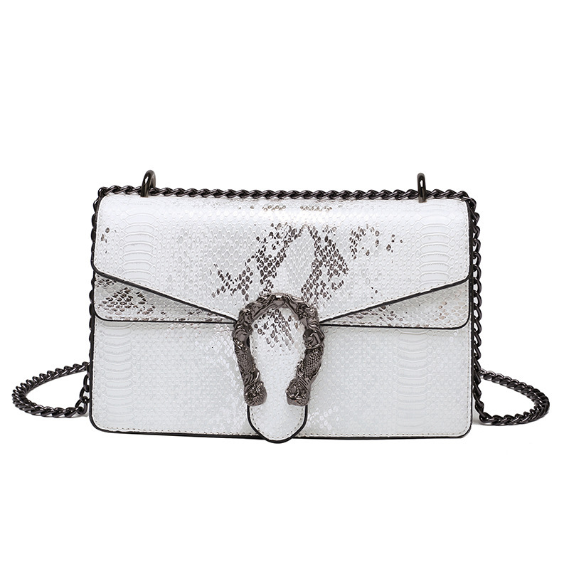 Designer 2025 New Versatile Fashion Snake Pattern Small Square Shoulder Crossbody Chain Light Luxury Women's Bag