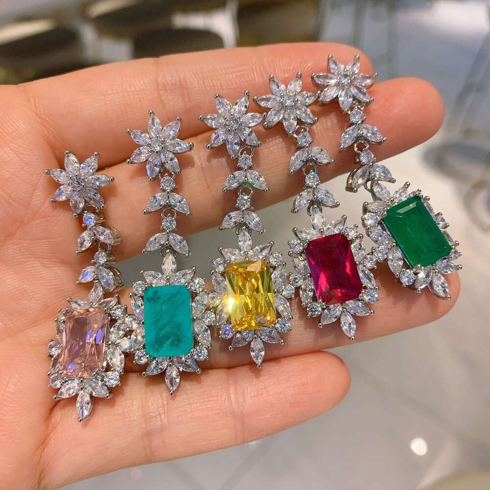 Colorful Imitation Jewelry Fashion Exaggerated Yellow Pink Dia For Women Live Streaming Earrings F2f