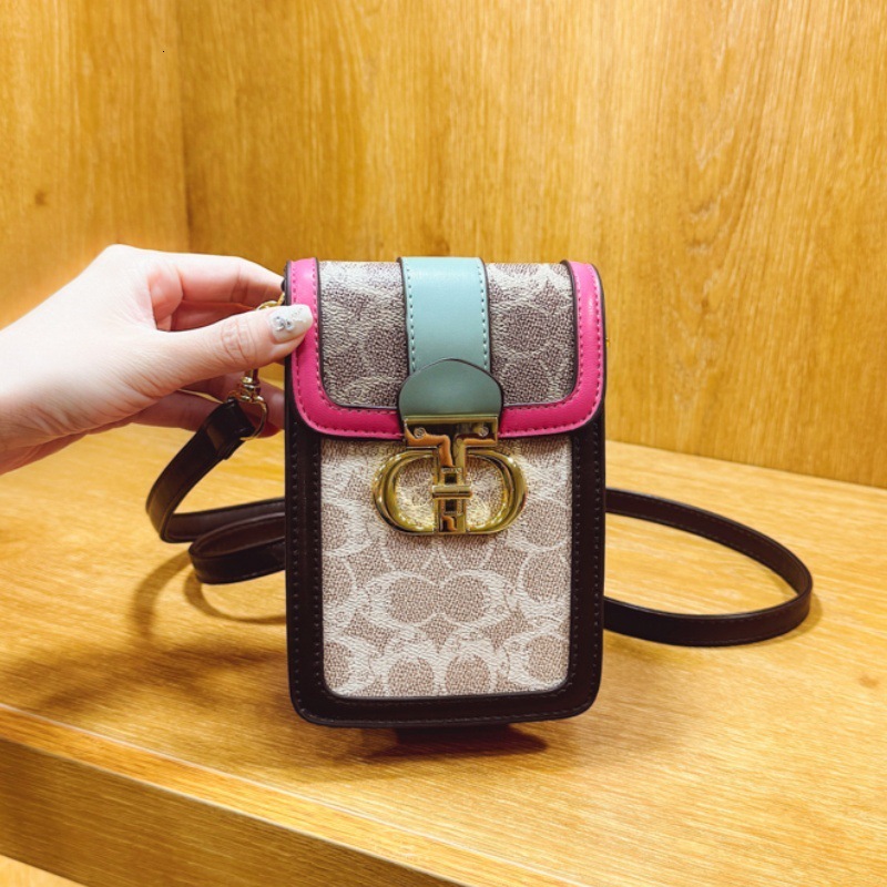 Designer Phone for Women Trendy Printed Crossbody Color-Block Shoulder Vertical Small Square Mini Light Luxury Women's Bag