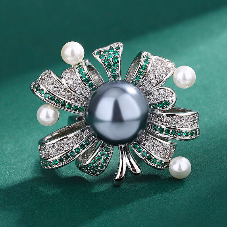 Hua Youmei Jewelry Luxurious High-End Imitation Natural Freshwater 12Mm Tahitian Pearl Adjustable Ring A04