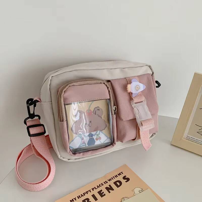 Japanse Style Kawaii Girls Student Small Nylon Mutipockets Transparent Crossbody Bags Women New Shoulder Bag Bolsa Mujer ddmynov
