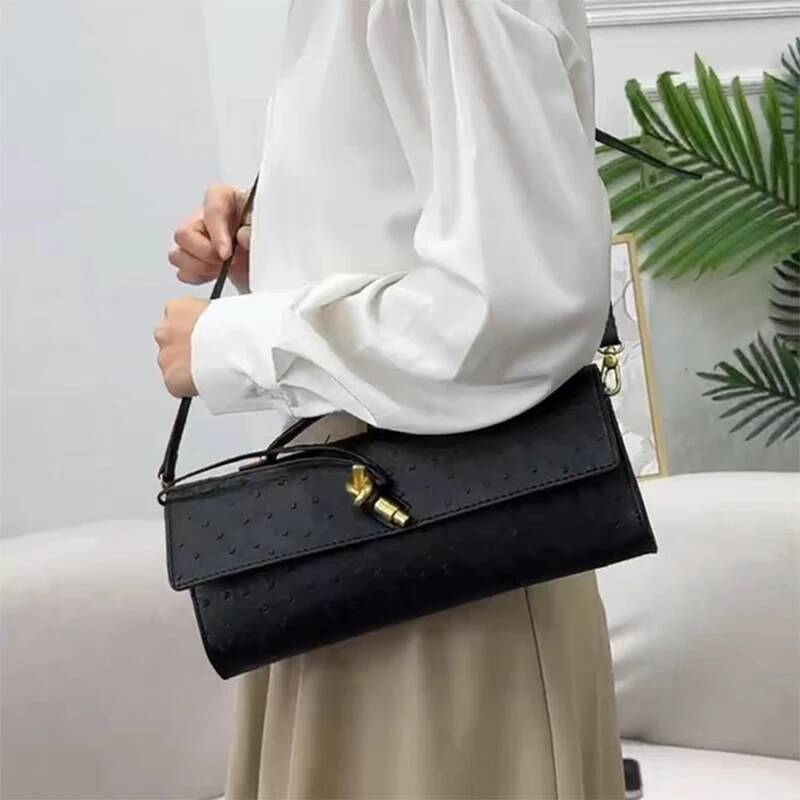 New Genuine Leather Woven Trendy Clutch High-end Golden Knot Crossbody Bag Brand Design Shoulderbag Baguette Handbag Hot high-quality