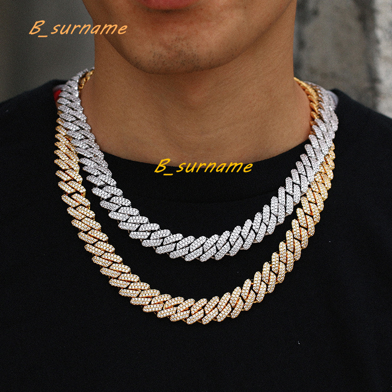 14MM High Quality Moissanite Diamond Cuban Link Chain With Certificate Hip Hop 925 Silver Necklace Men Jewelry