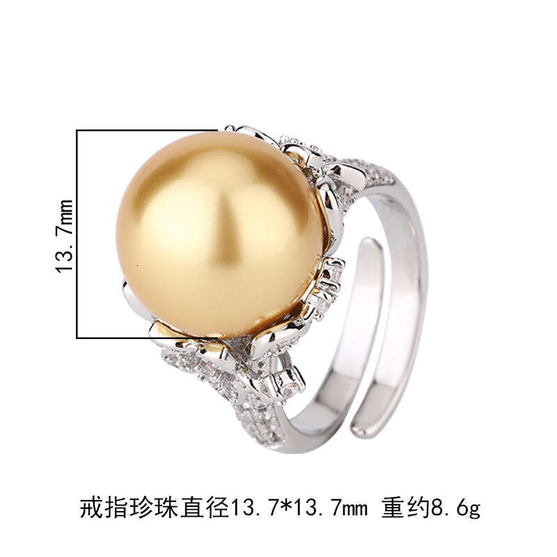 New Pearl South Sea Australian White Gray Adjustable Open Ring Fashion Commuter Women 048