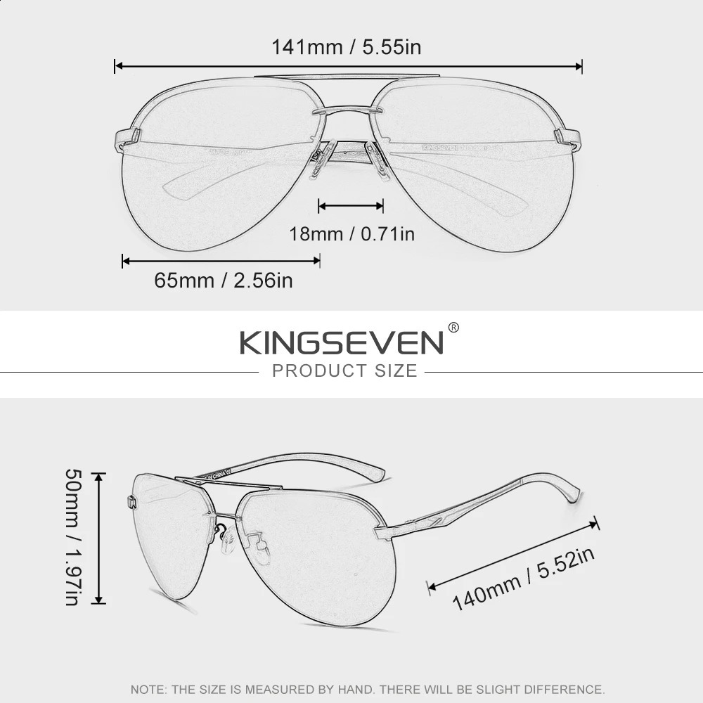 Kingseven Retro Pilot Sunglasses Men Women Driving Travel Rimless Half Frame Glasses Classical AntiGlare Vintage Male Eyewear 250707