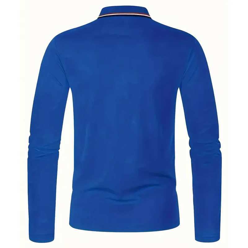 100% Cotton Mens Clothing Long Sleeve Casual Lapel Polo Shirt Elastic and Suitable for Sports and Casual Wear Golf Polo Shirt Y250707 Y250707