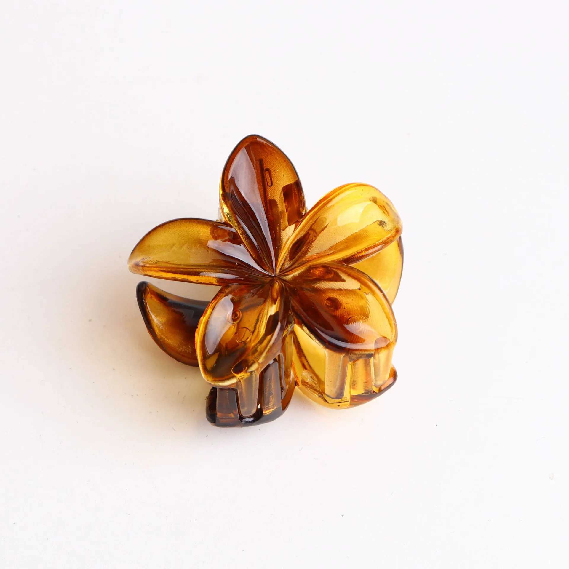 6Pcs/set Vintage Amber Leopard Print Color Jelly Flower Small Hair Clips Claw Clamp Hairpin Barrette Hair Accessory Y250707