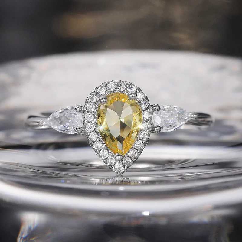 925 Sterling Silver Wedding Ring For Women Luxury Yellow Pink Zircon Gemstone Rings Fine Jewelry Wholesale XJ250707