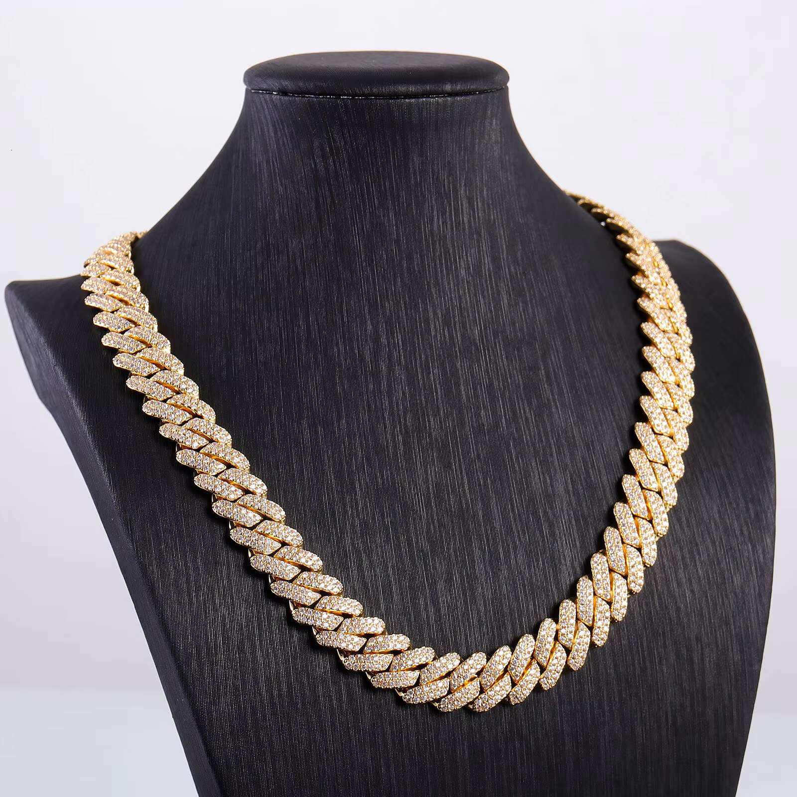 Fashion Customization Moissanite Cuban De 10mm 10k 14k 18k Gold Mossinate Diamond Cuban Chain 2 Row Stone Miami Cuban Link Chai