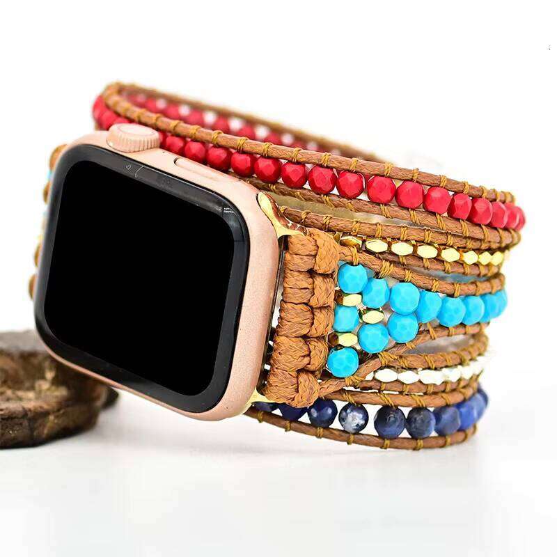 New High Quality Natural Stone Crystal Handmade Gift Ladies Smart Bracelet Apple Watch Strap