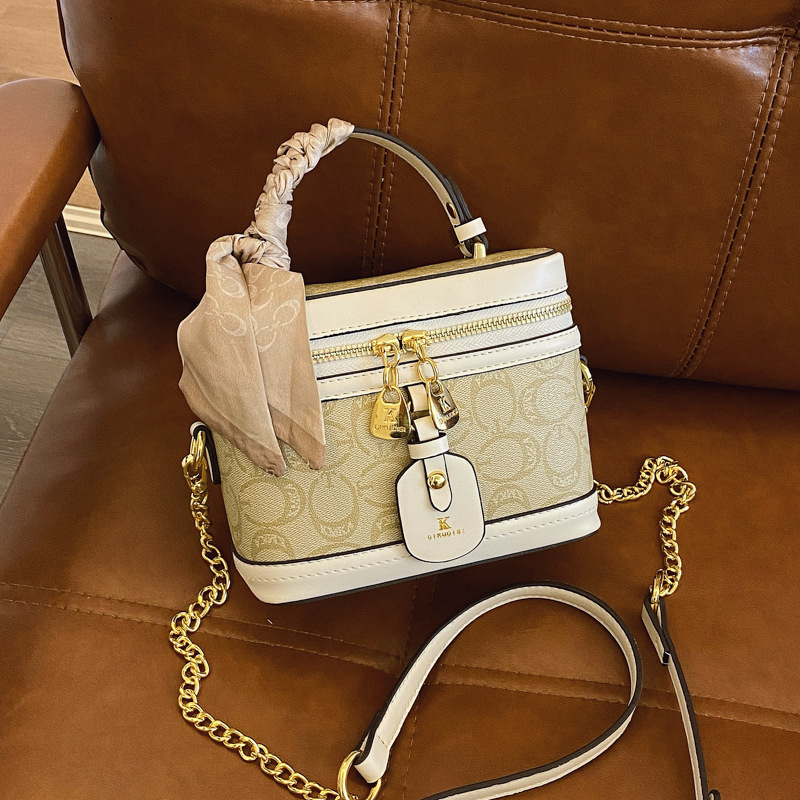 Designer High-End Printed Handbag Box for Women 2025 New Fashion Shoulder Crossbody Bucket Color-Block Small Square Light Luxury Women's Bag