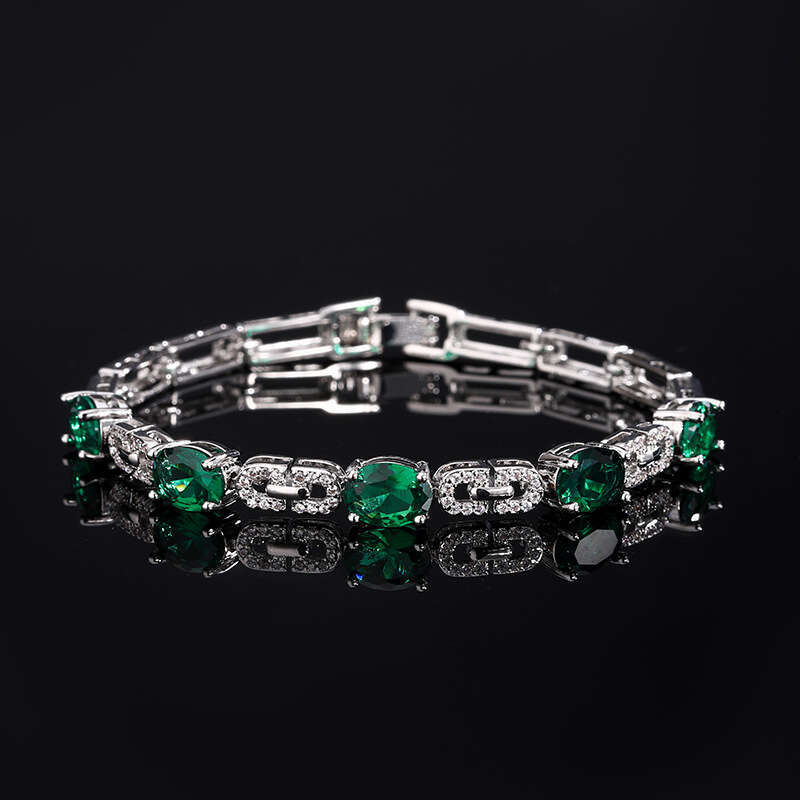 New Jewelry Bracelet Fashion Colorful Gemstone Emerald Red Versatile High-End Light Women's Accessory Fdf