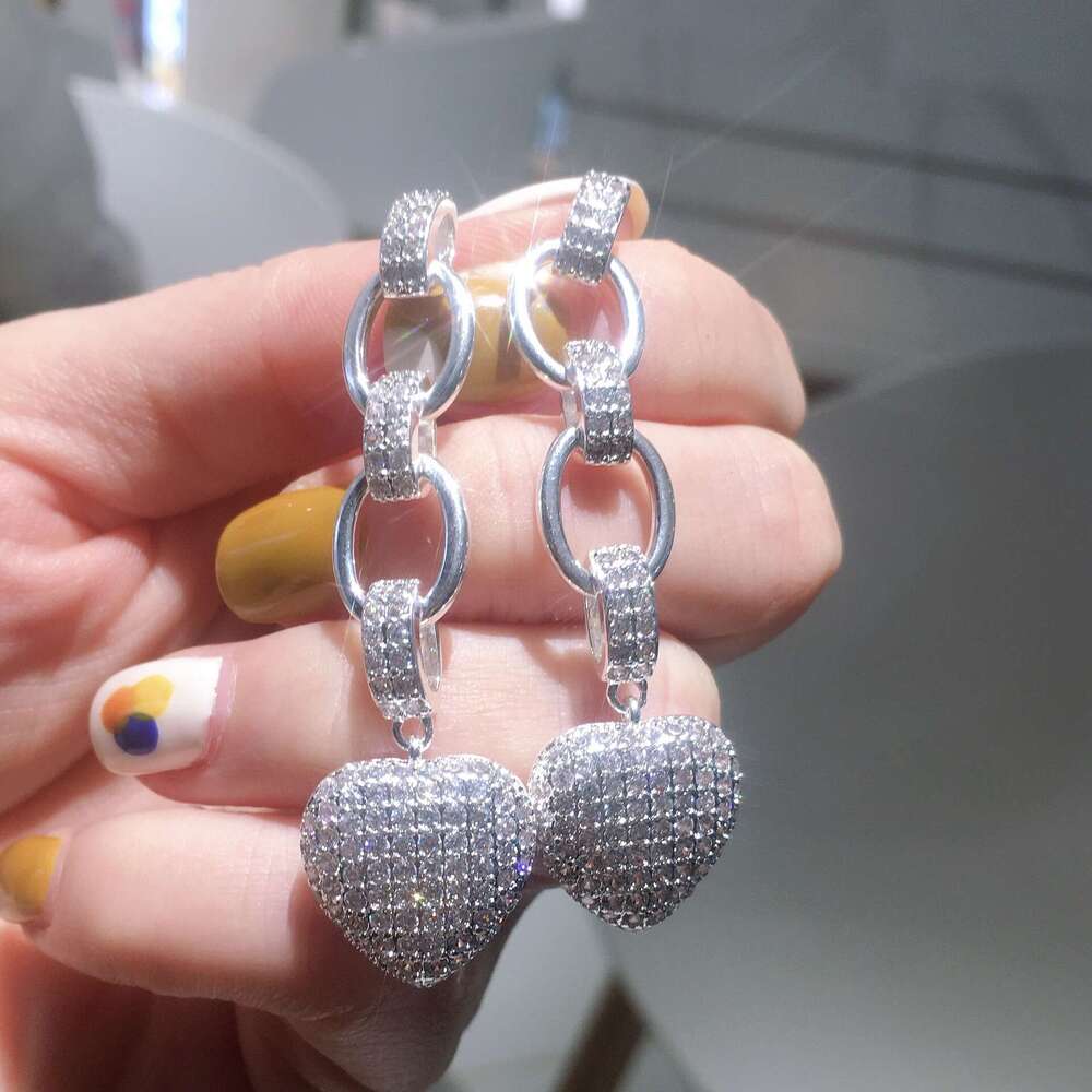 Heart-Shaped With Inlaid Dias, Gold Hollow Heart Pendant Necklace For Women E82