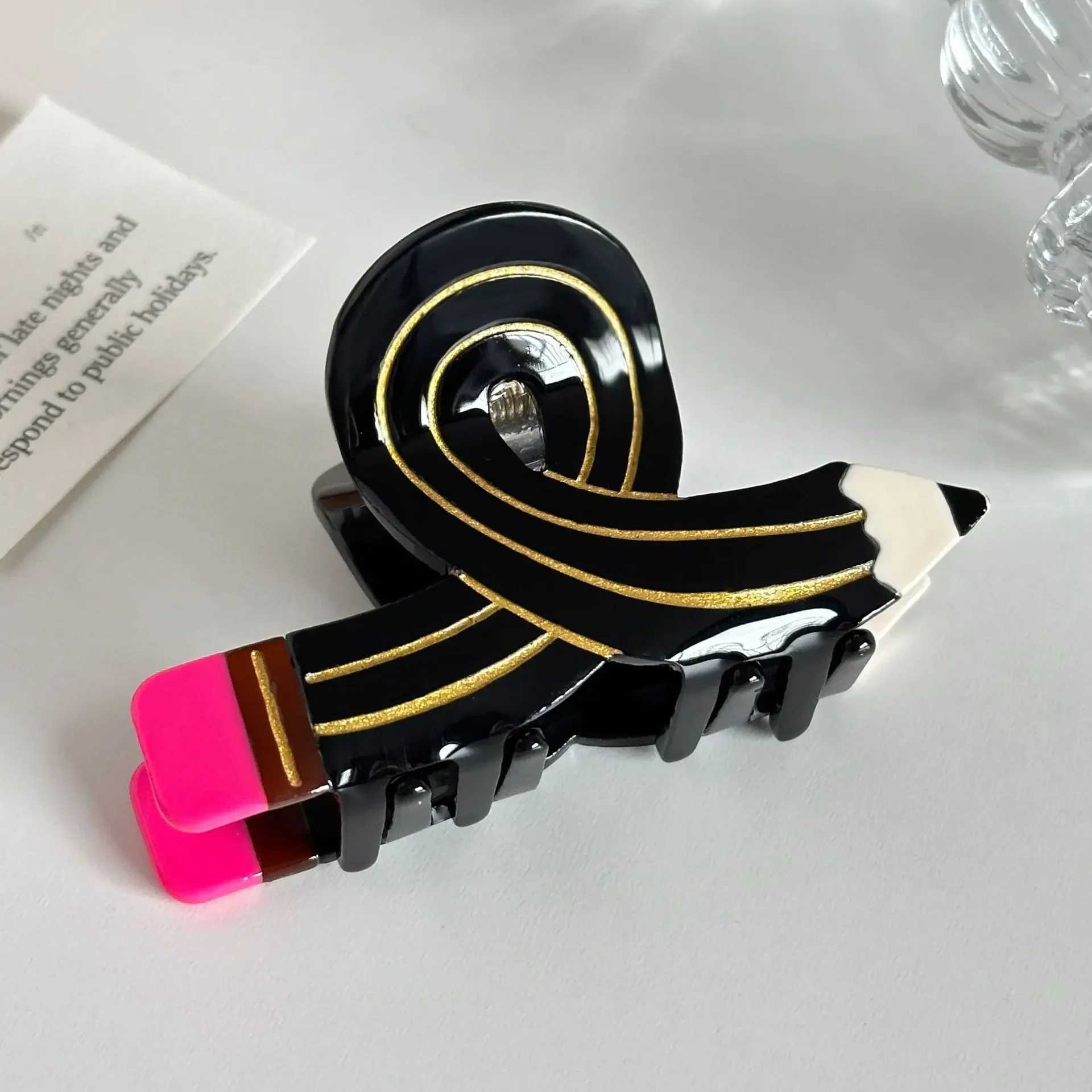 Muweordy New Creative Pencil Hair Claw Acetate Claw Clip Funny Pen Crab Hair Clip Shark Clip Hair Accessories for Woman Girls Z250707