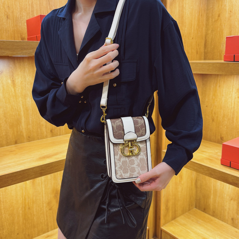 Designer Phone for Women Trendy Printed Crossbody Color-Block Shoulder Vertical Small Square Mini Light Luxury Women's Bag