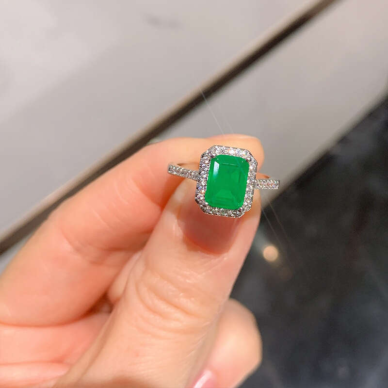 Simulated Paraiba Pink Diamond For Women Socialite Emerald Square Ring Jewelry A42