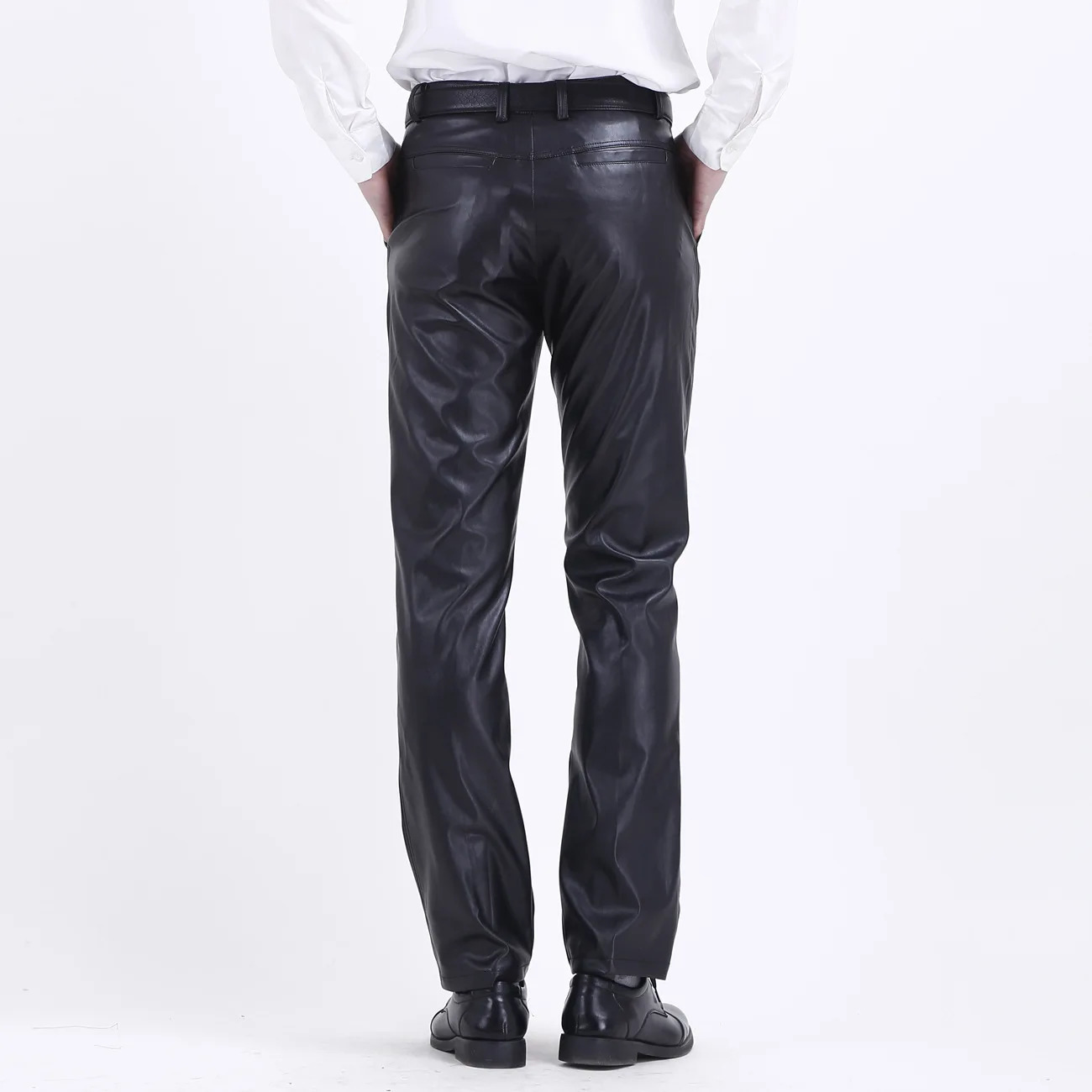 Mens Spring and Summer Fashion Thin PU Leather Pants Casual Loose Waterproof Oil Dirty Long Middle Age 250704