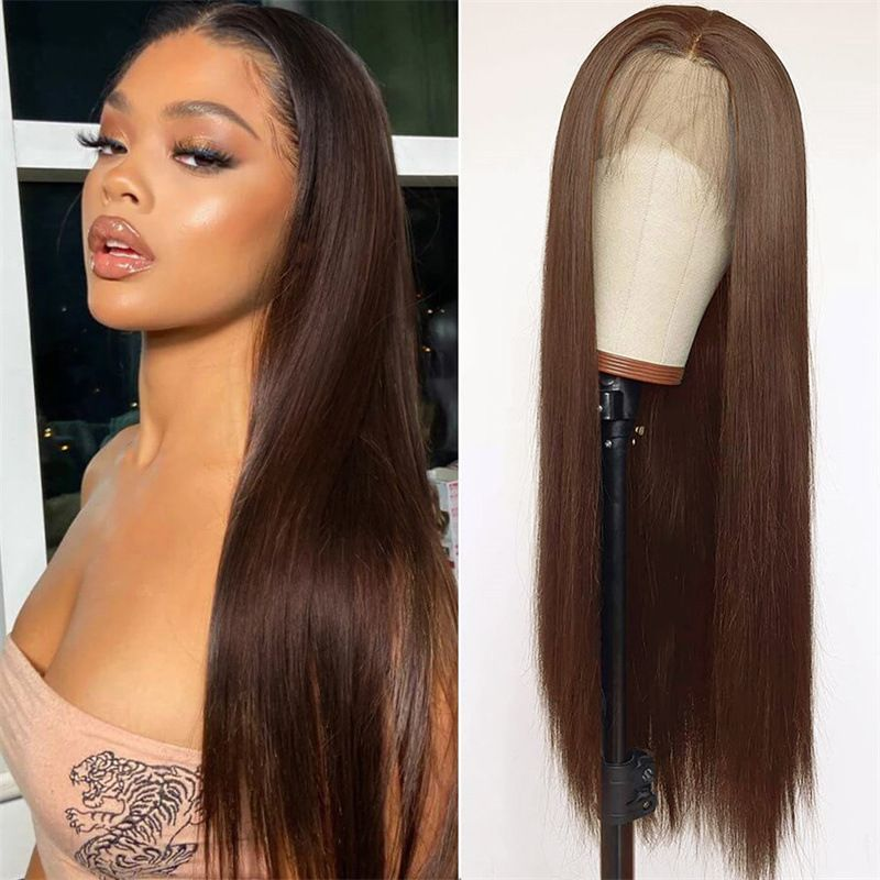 Peruvian Lace Frontal Wig Simular to Really Human Hair Wig Bone Straight 13x4 Lace Front Wig HD Transparent for Women Black/Red Synthetic Wig Pre Pluc