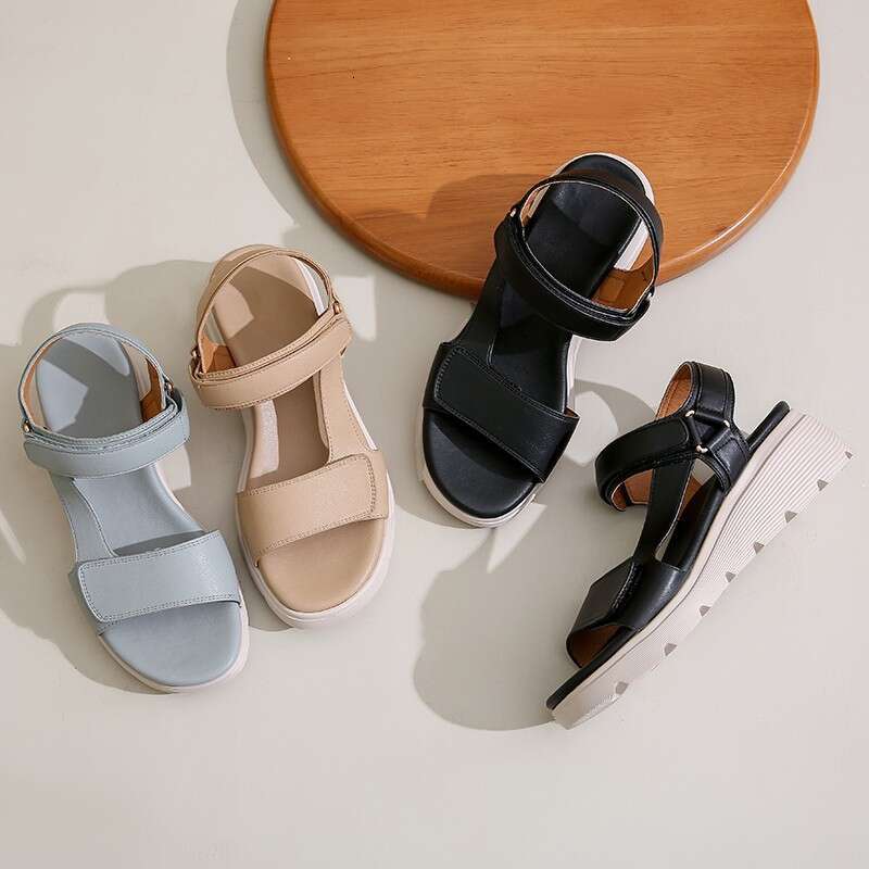 Plus Size Ladies 2025 Summer New Magic Tape Colorful Sandals for Women