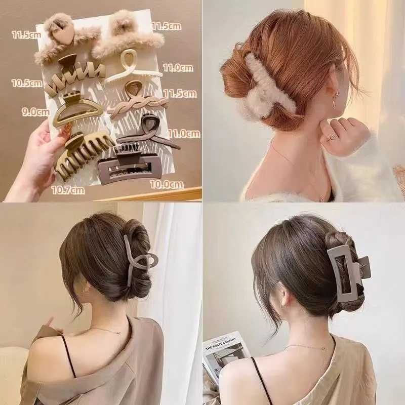 Stylish Hair Clips for Women- Large Autumn/Winter Claw Clip Set with Plush Fabric for Creating Elegant Updos and Chic Hairstyles Z250707
