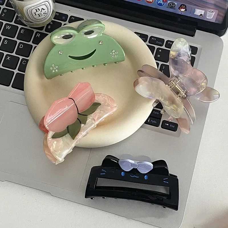 YHJ New Bowknot Hair Clip Acetate Claw Clip Hairpin Cartoon Animal Frog Crab Hair Clip Hair Accessories for Women Girls Y250707