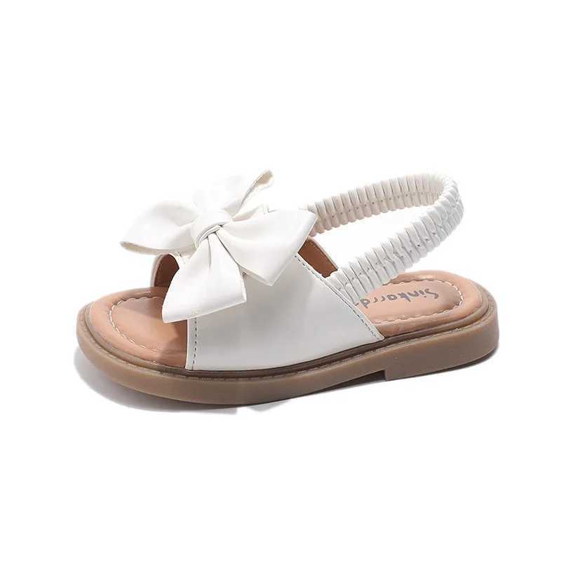 2025 Summer Girls Bow Design Sandals for Girls Kids Sandals Children Beach Shoes Open Toe Flat Anti-slip Rubber Ankle Strap R250707