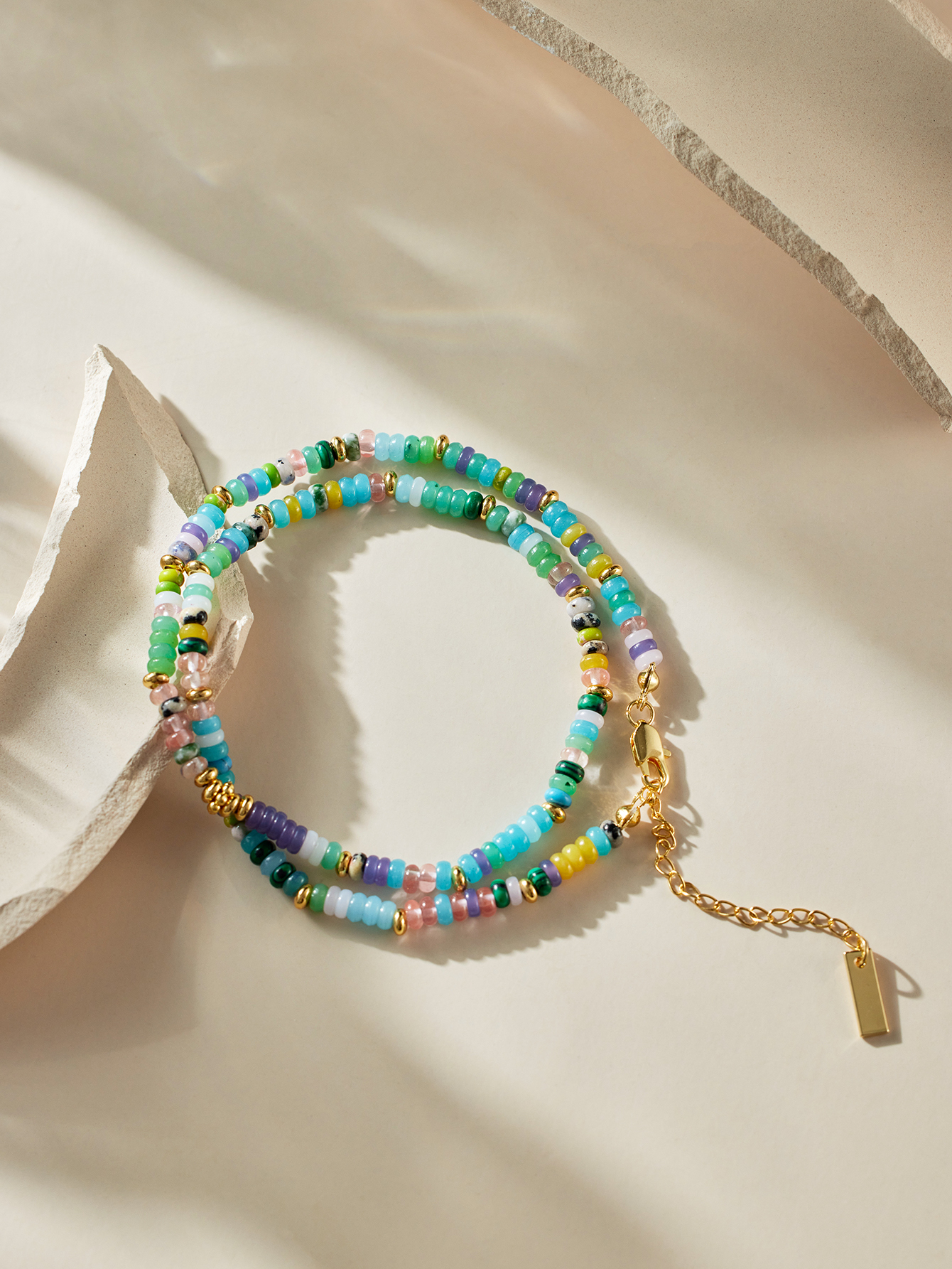 New senior sense of light luxury niche colorful colorful collarbone chain handmade beaded necklace jewelry female TM0030