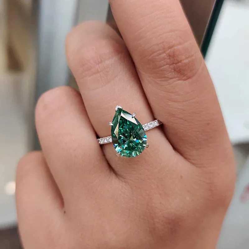 925 Sterling Silver Green Cubic Zirconia Ring for Women Exquisite Wedding Band Accessories Ladys Rings Party Trendy Jewelry XJ250707