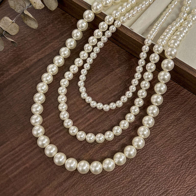 New Style Imitation Pearl Necklace Crystal Beads Fashionable Elegant Women's Glossy Versatile Jewelry E39