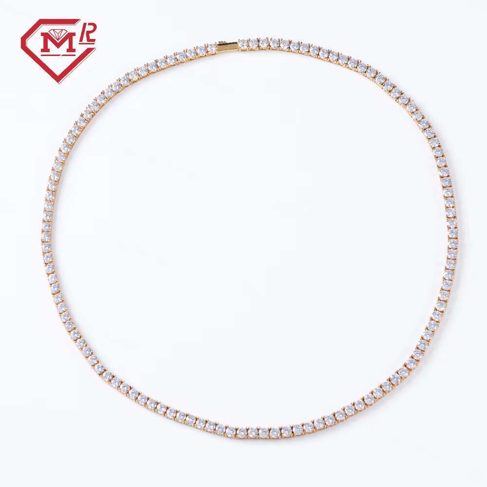 Fully Iced Out Moissanite Diamond Tennis Chain Necklace 925 Silver Factory Price Moissanite Tennis Chain
