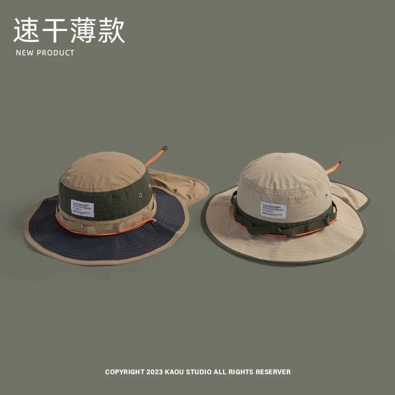Spring and Summer Outdoor Quick-drying Bucket Hat Men and Women Sunshade Retro Outdoor Camping Hiking Fishing Mountaineering Cap Y250707