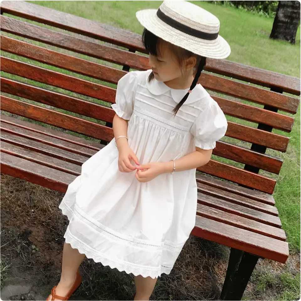 Childrens Dress Summer Casual Dress for Girls Pastoral Style Embroidery Flower Peter Collar Princess Dress Toddler Girl Dress R250707