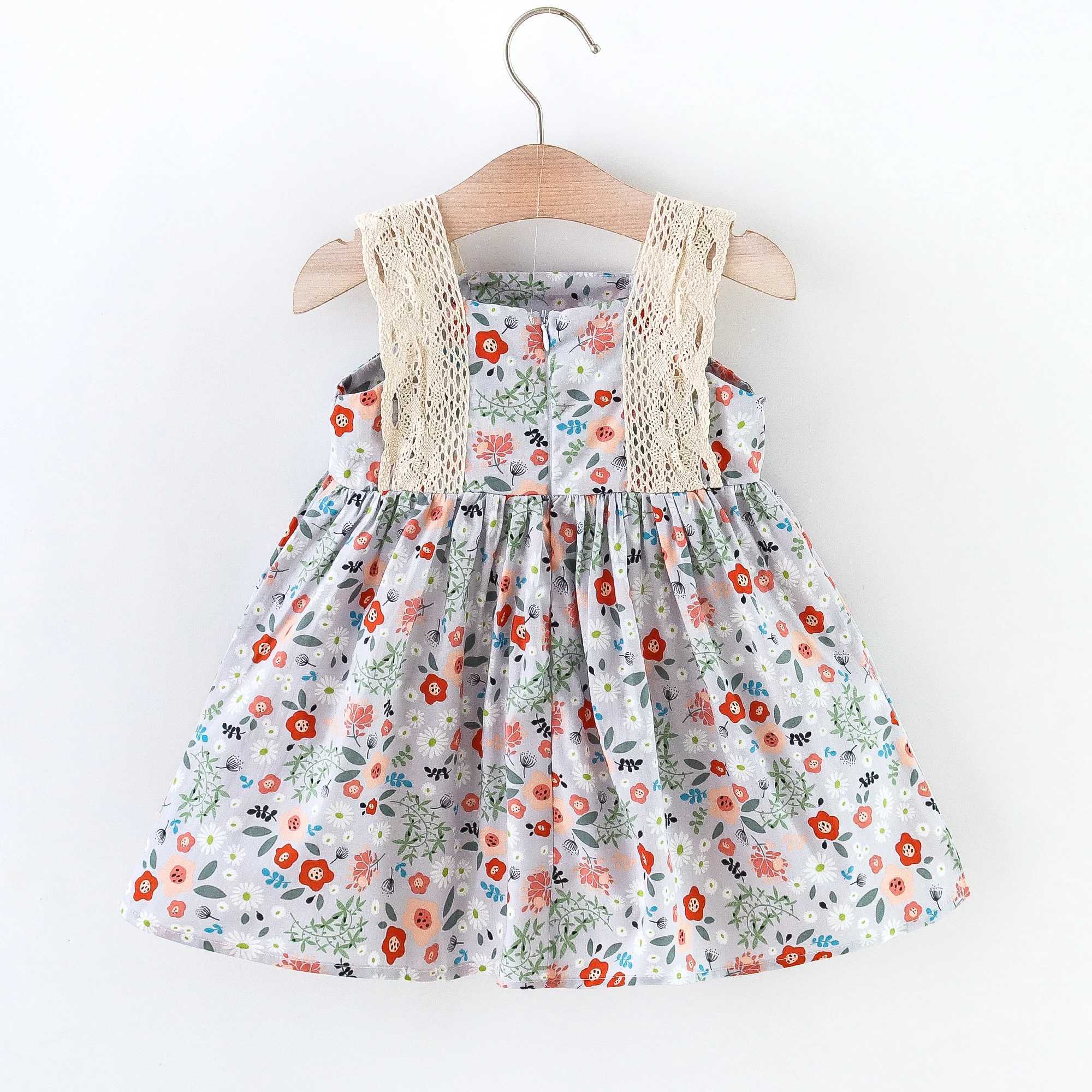 Summer Baby Girl Dress Full Of Floral Square Neckline Lace Suspender Princess Dress Childrens Dress R250707