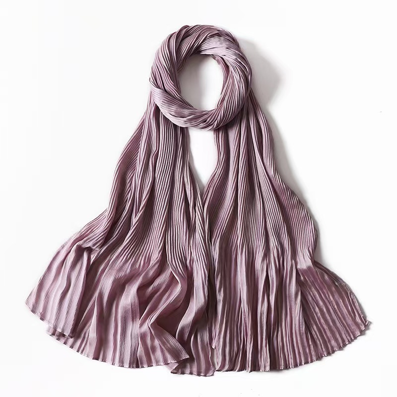 T1161 New Thin Natural Wrinkle Women's Leisure Travel Shawl Bright Crumpled Headscarf Scarf
